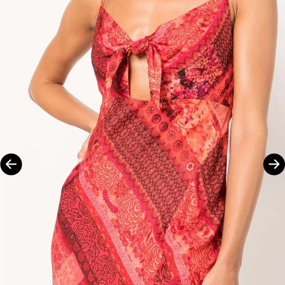 Sexy date hot Asymmetrical Midi Dress Summer Bright Coral red orange pink spring - Picture 9 of 9